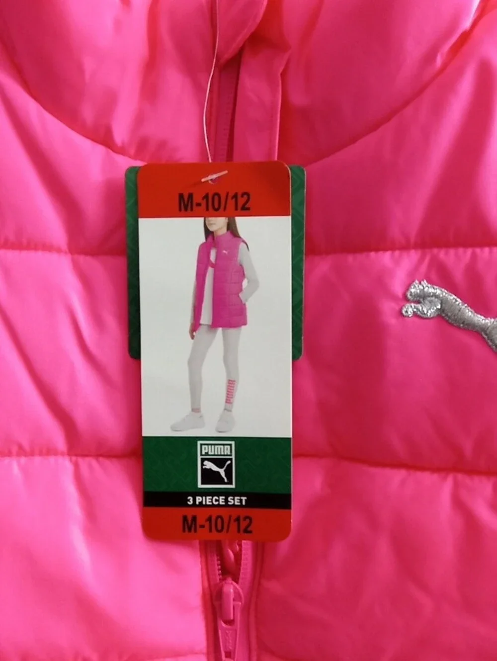 Puma Pink Quilted Puffer Vest - Girls